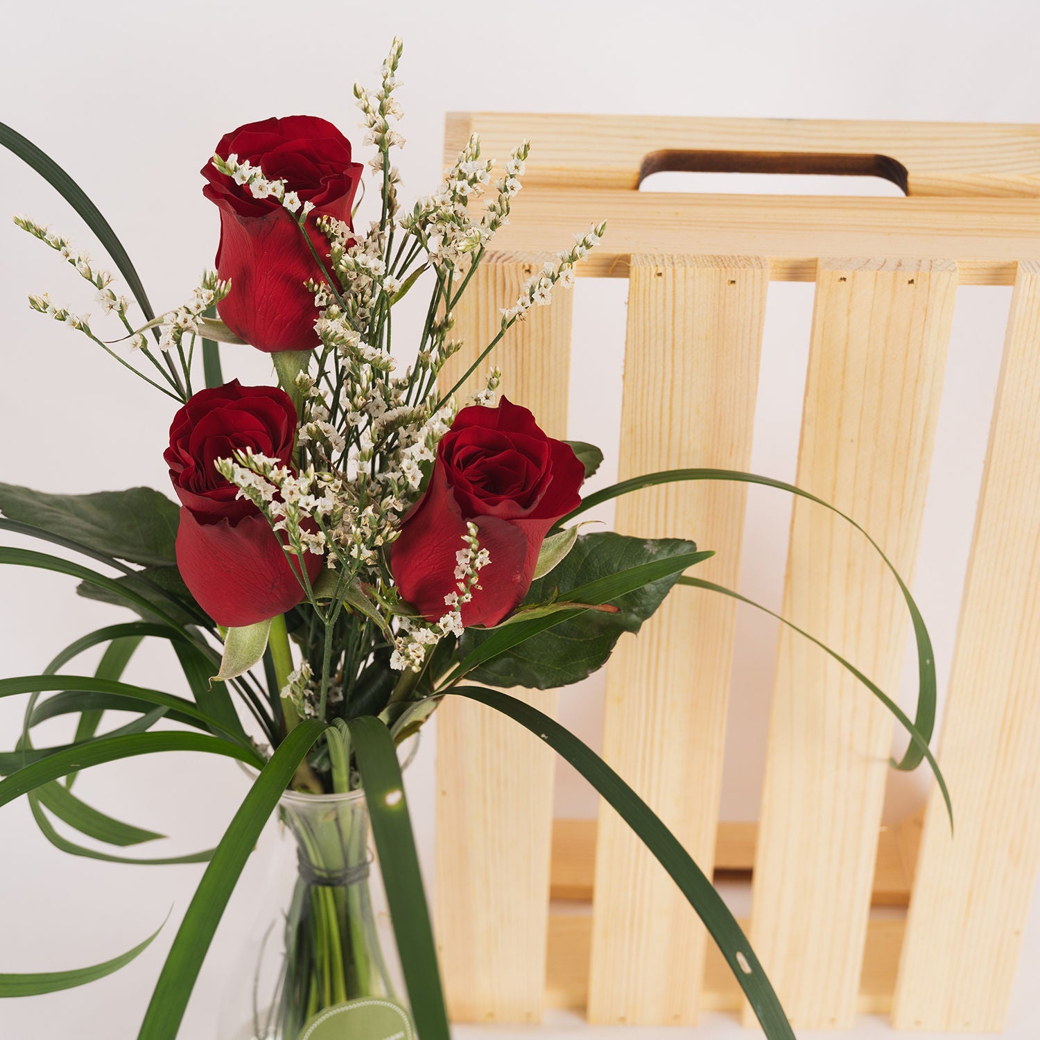 Red Roses & Limonium Arrangement