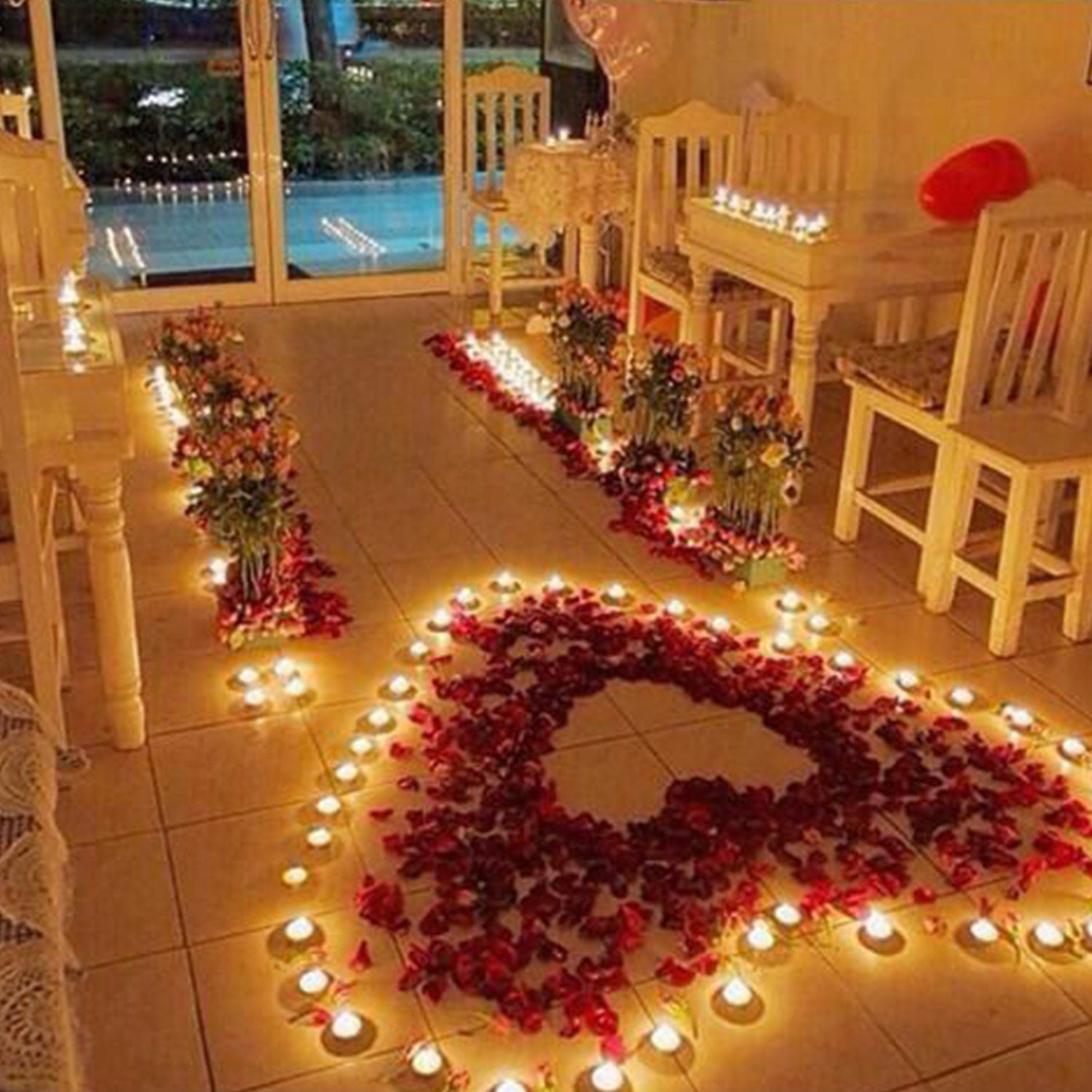 Romantic Roses And Candles Decorations