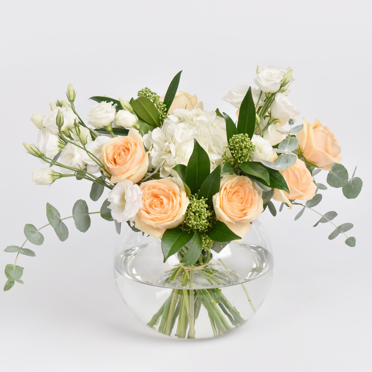 Roses and Hydrangea Flowers Table Centerpiece