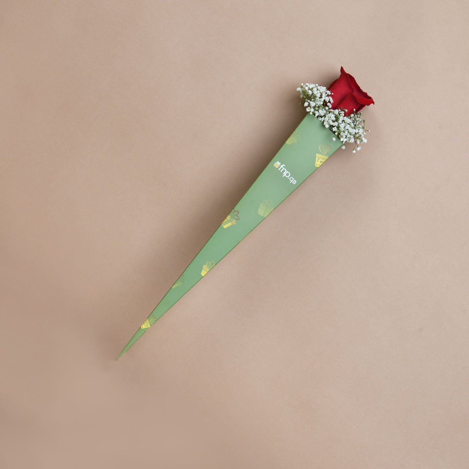 Single Red Rose in Green Sleeve