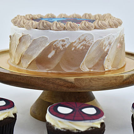 Spiderman Birthday Cake With Cupcakes