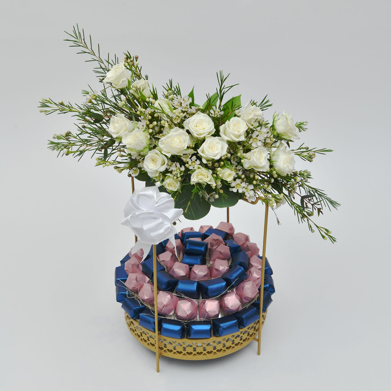 Stand Arrangement of Flowers & Chocolates