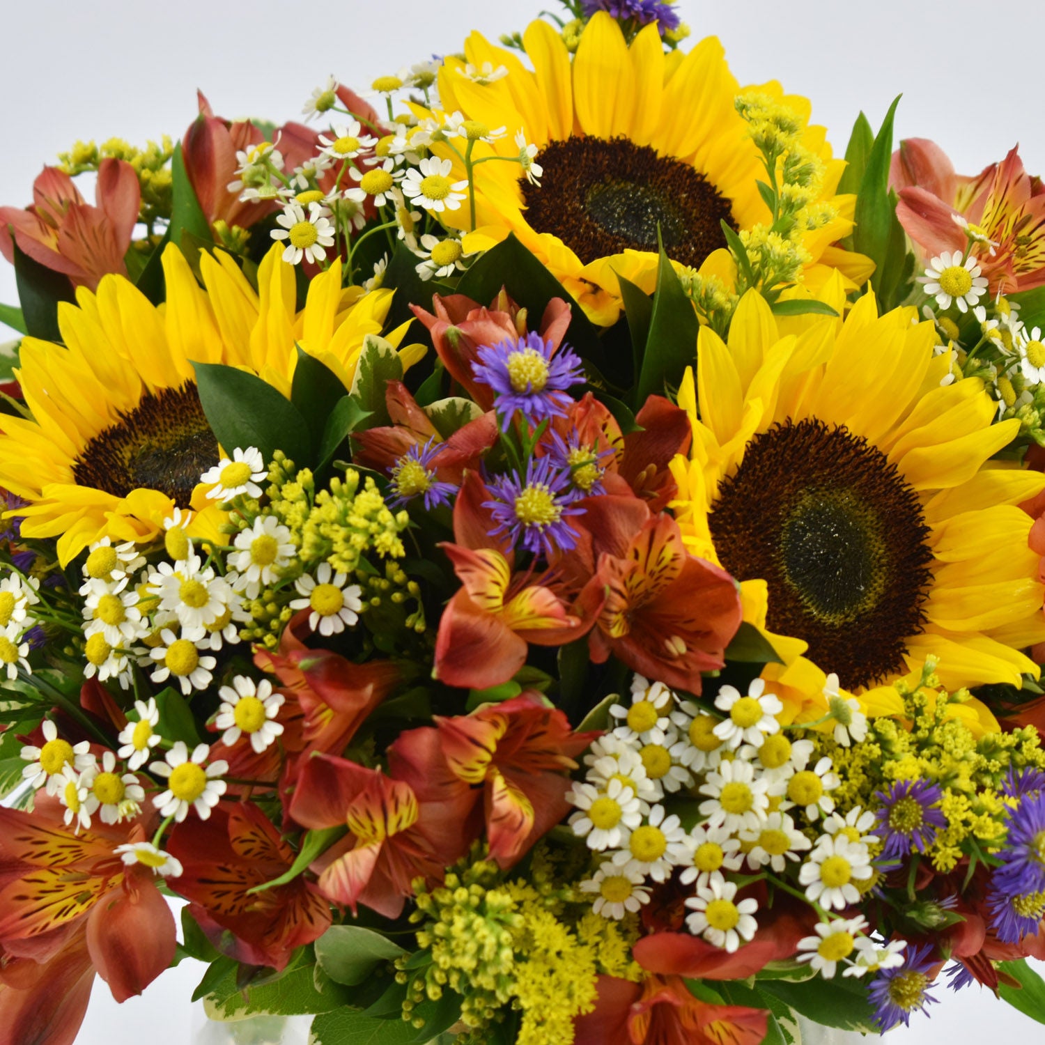 Sunflower and Peruvian Lilies arrangement