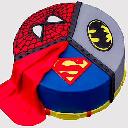 Superheroes Logo Fondant Cake
