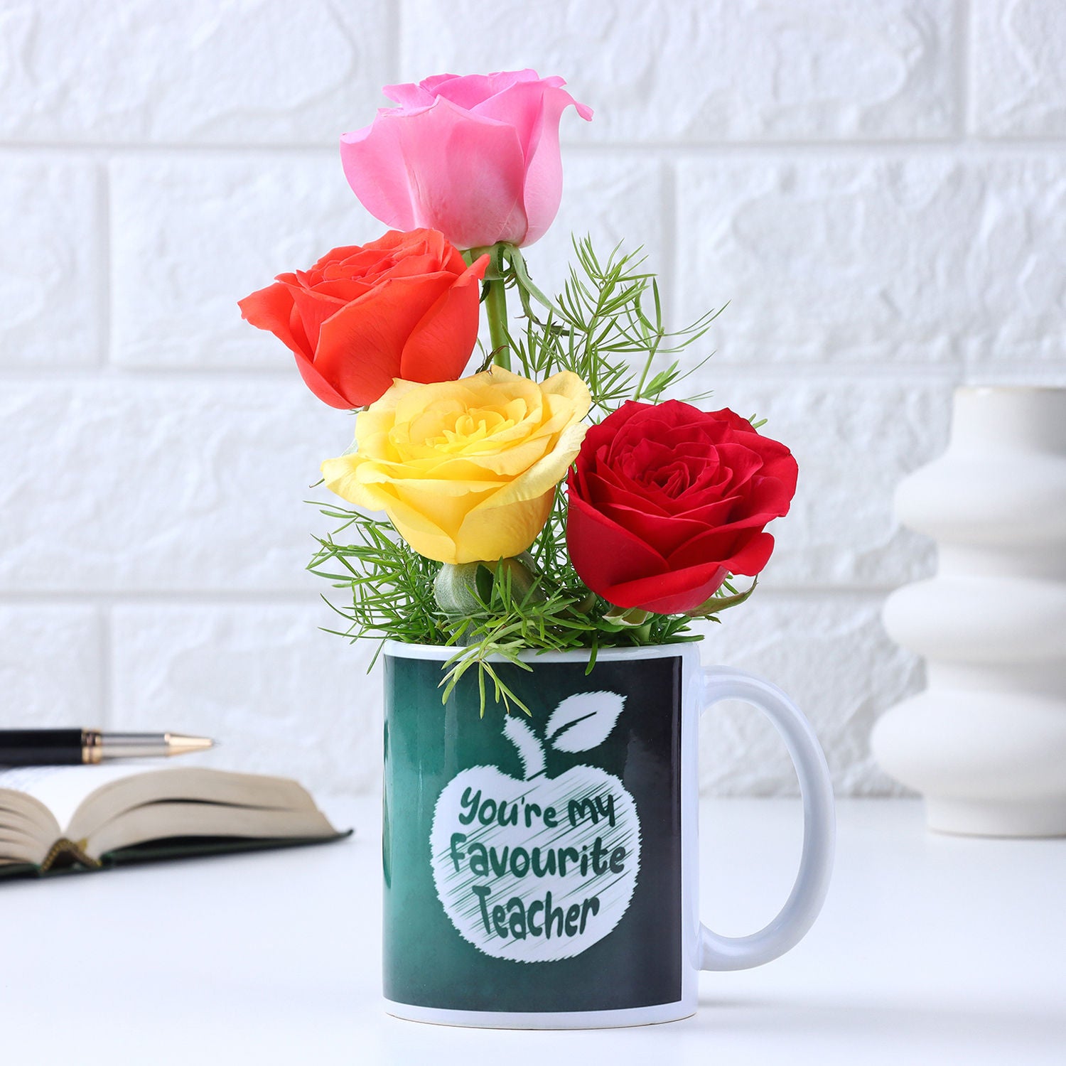 Teachers Day Mug of Joyful Roses