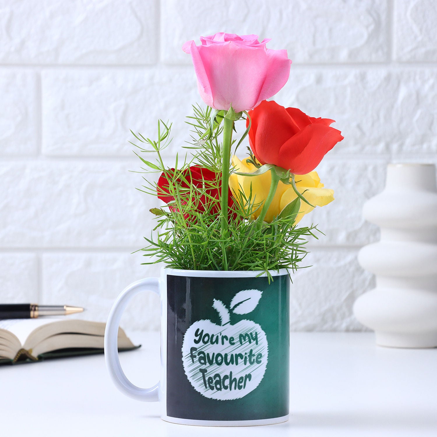 Teachers Day Mug of Joyful Roses