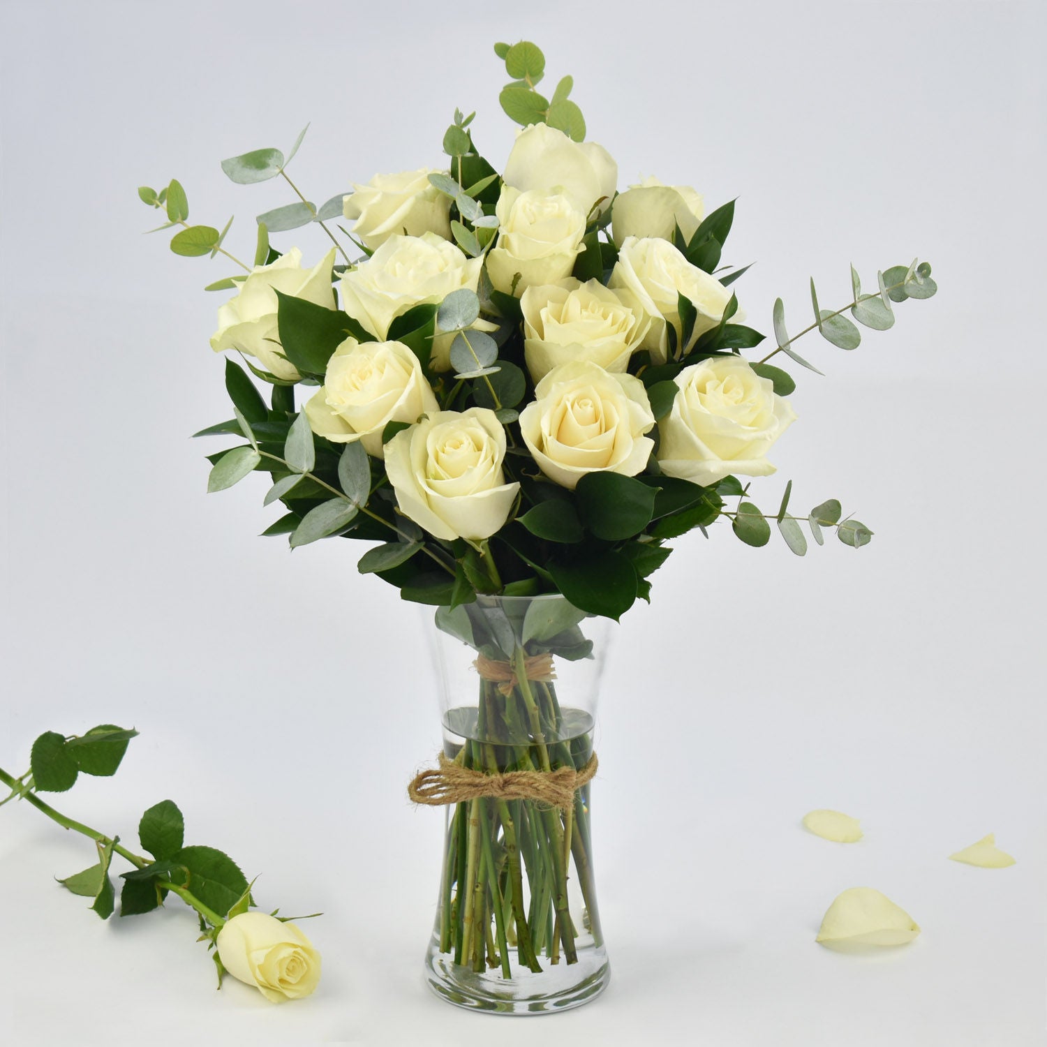 Vase Of Elegant White Roses