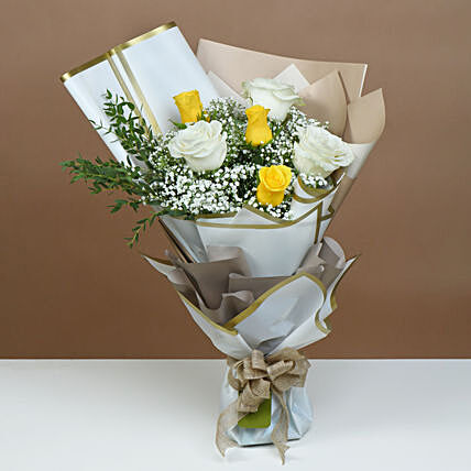 White and Yellow Roses Bouquet