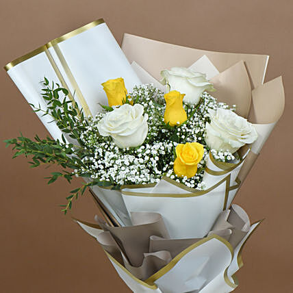 White and Yellow Roses Bouquet