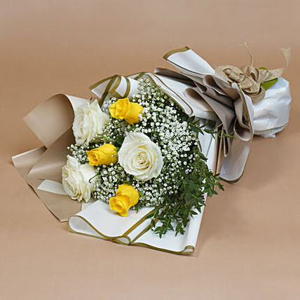 White and Yellow Roses Bouquet