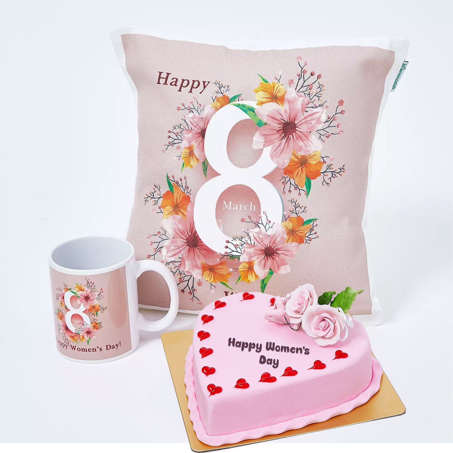 Womens Day Cushion Mug n Cake Combo