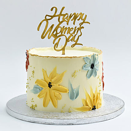 Womens Day Special Red Velvet Floral Cake