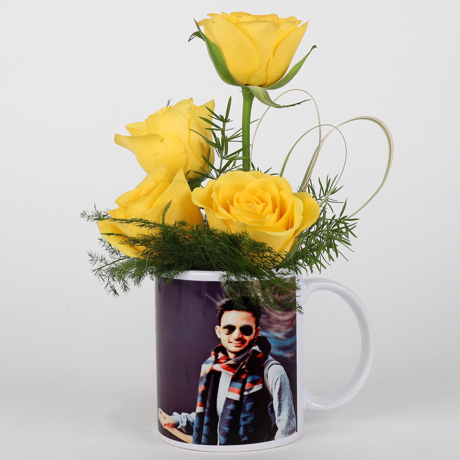 Yellow Roses In Personalised Mug