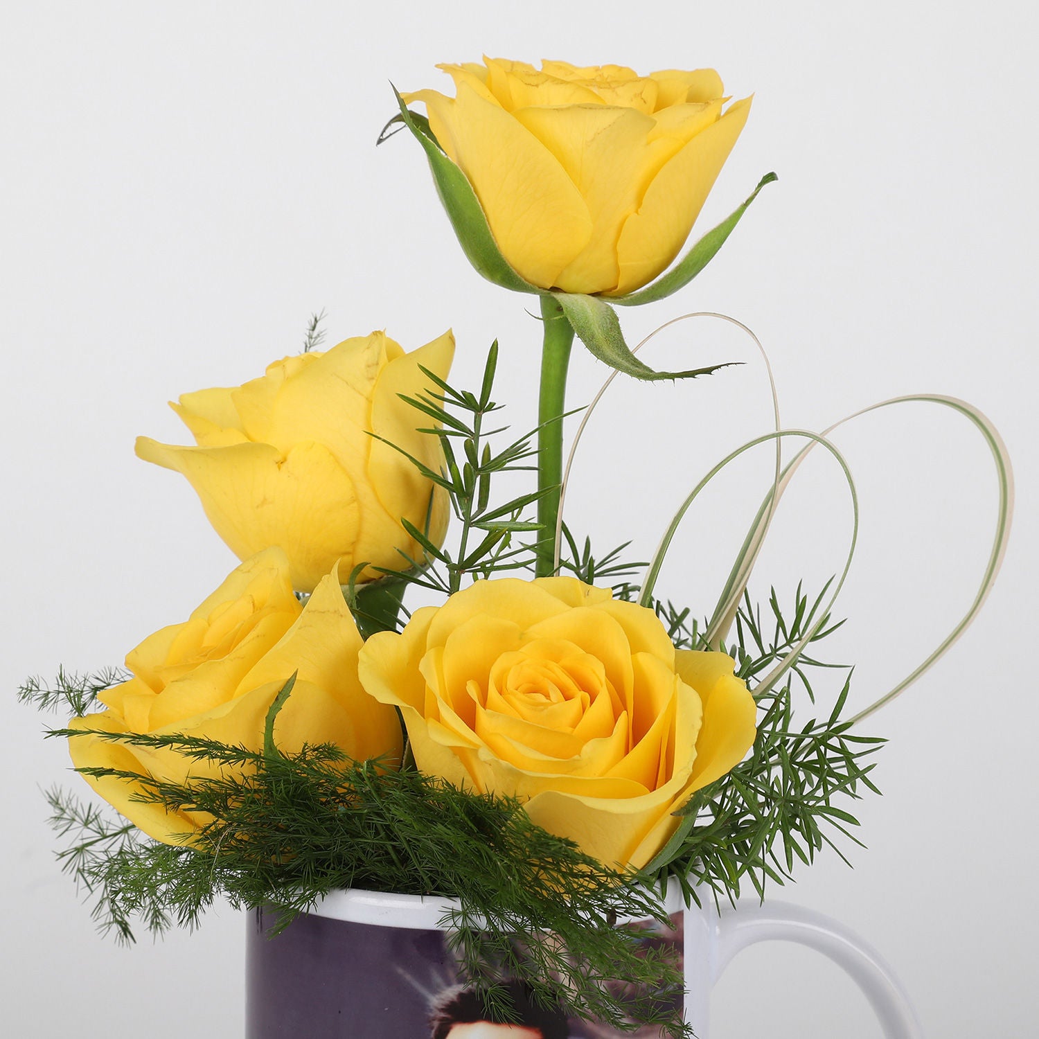Yellow Roses In Personalised Mug