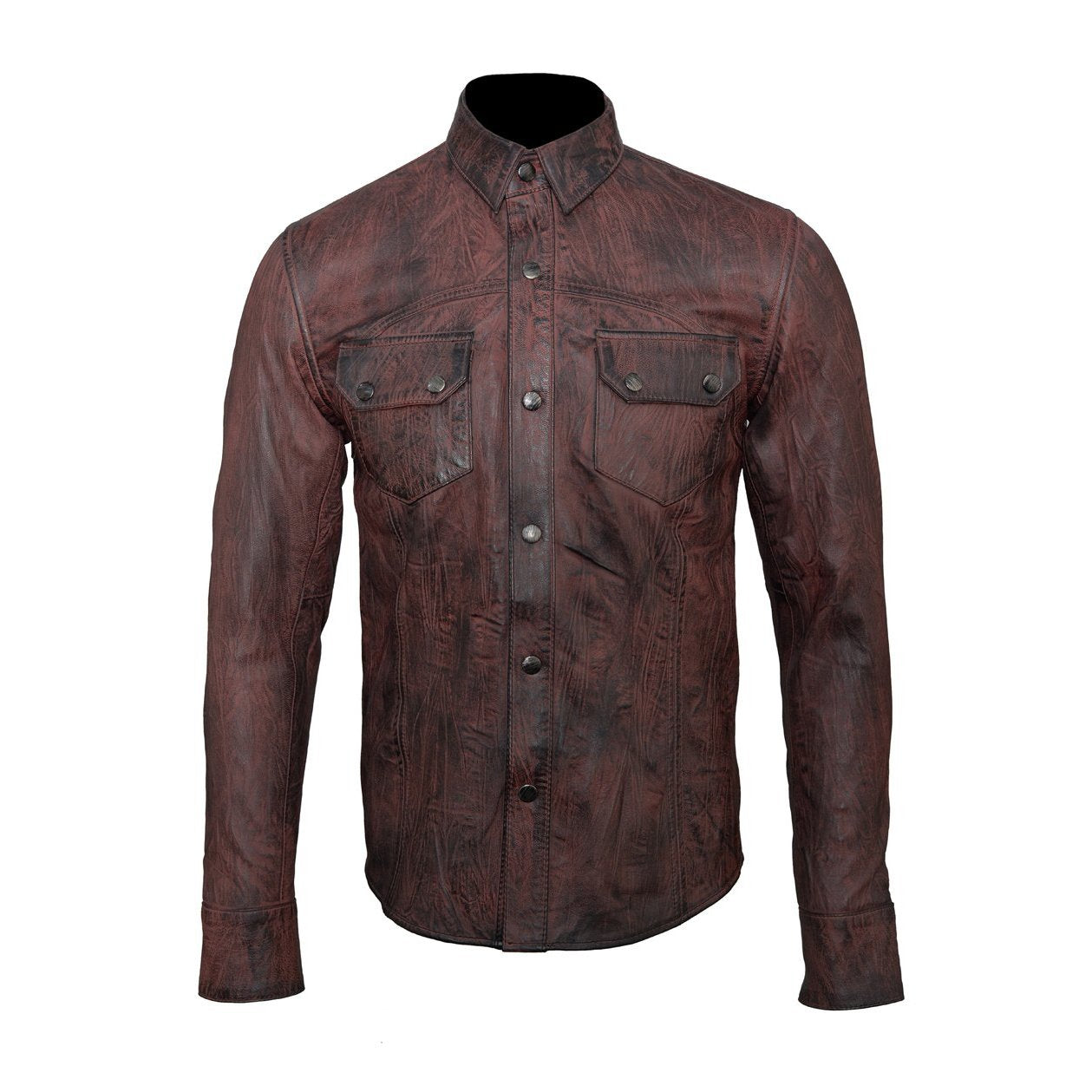 Distressed brown Leather Shirt – Leather Store World