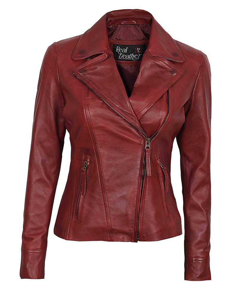 Ramsey Girls Fitted Rust Leather Double Zippered Perfecto Jacket (Copy ...
