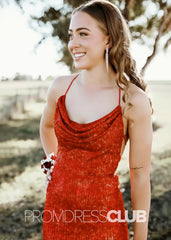 Red Dress Prom Long Mermaid Halter Sequins With Split