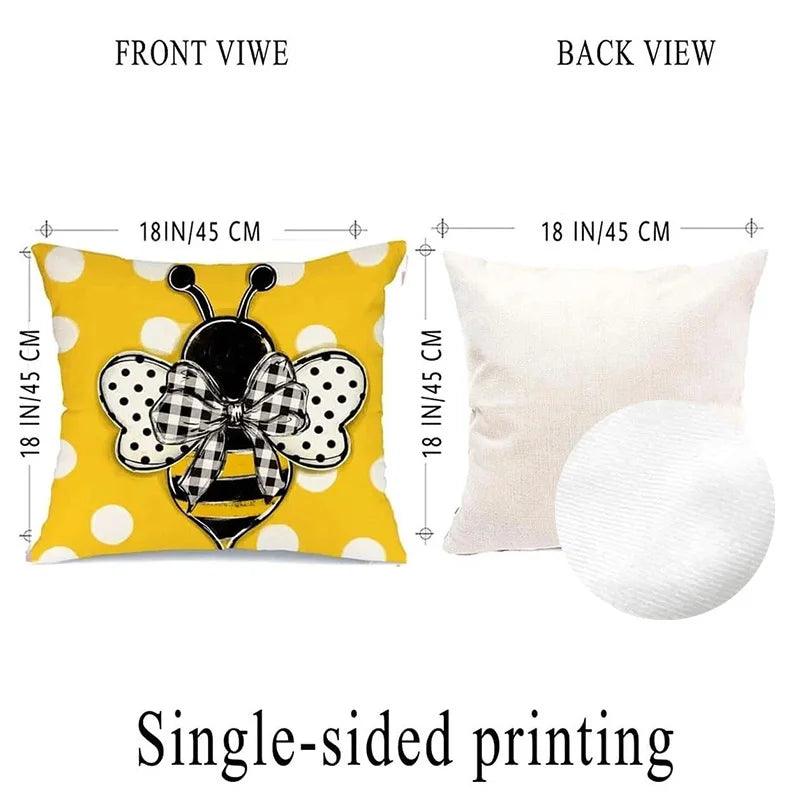 Charm de moda: Funda de cojín con diseño de abeja y letra - Inusitado Incanto