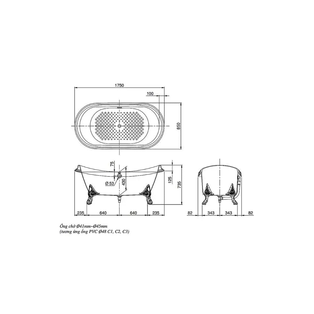 Bồn tắm đặt sàn FBY1756PTNE | Thiết Bị Vệ Sinh TOTO