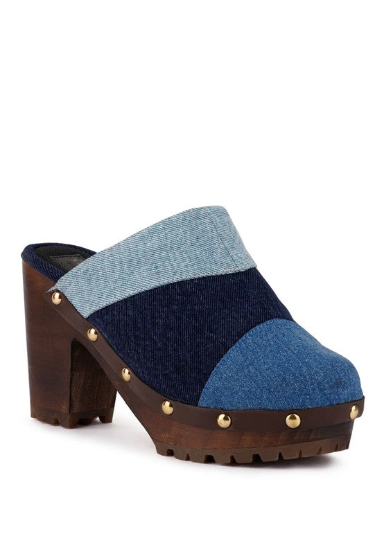 MESO Denim Patchwork Clogs Mules