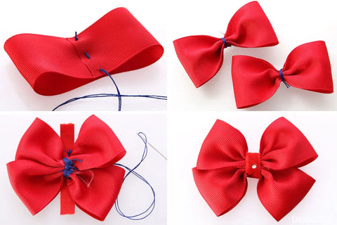 Create double ribbon bows for lined alligator clips or headbands with this cost-effective DIY