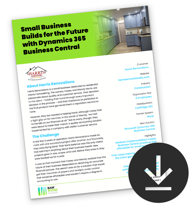 Download the Harris Renovations Microsoft Dynamics 365 Business Central case study