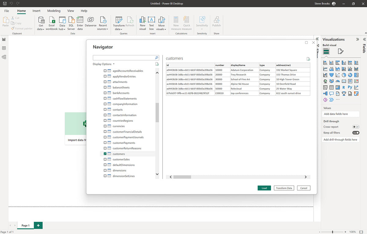 Business Central visual dashboards