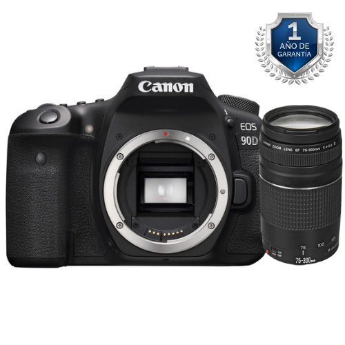 Cámara fotográfica Eos 90d con lente EF 75-300MM F/4-5.6 III