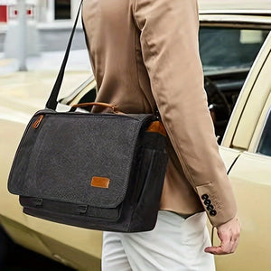 Crazy Horse Canvas Crossbody Briefcase Messenger Bag - Carter Allen