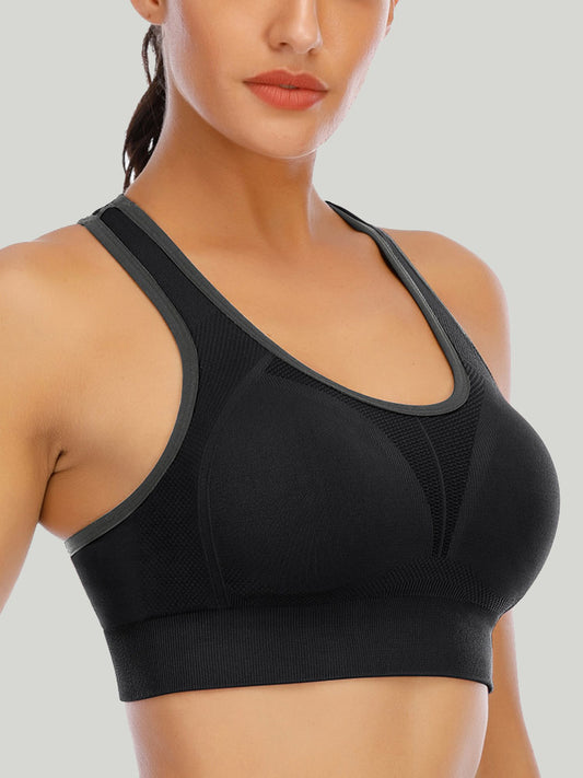 Workout Sports Bra with 3 Pack for Women, XL Sized Padded Seamless High  Impact Racerback Bras Suitable for Indoor Outdoor Yoga Gym Fitness (Black)