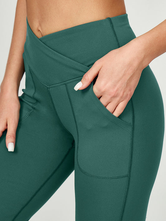SKSloeg Women's Bootcut Yoga Pants with Pockets, High Waist Workout Bootleg  Yoga Pants Tummy Control 4 Way Stretch Pants Black L