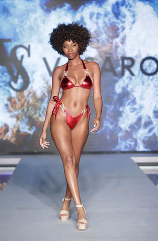 Vasaro 2023 Miami Swim Week red metallic o-ring bikini