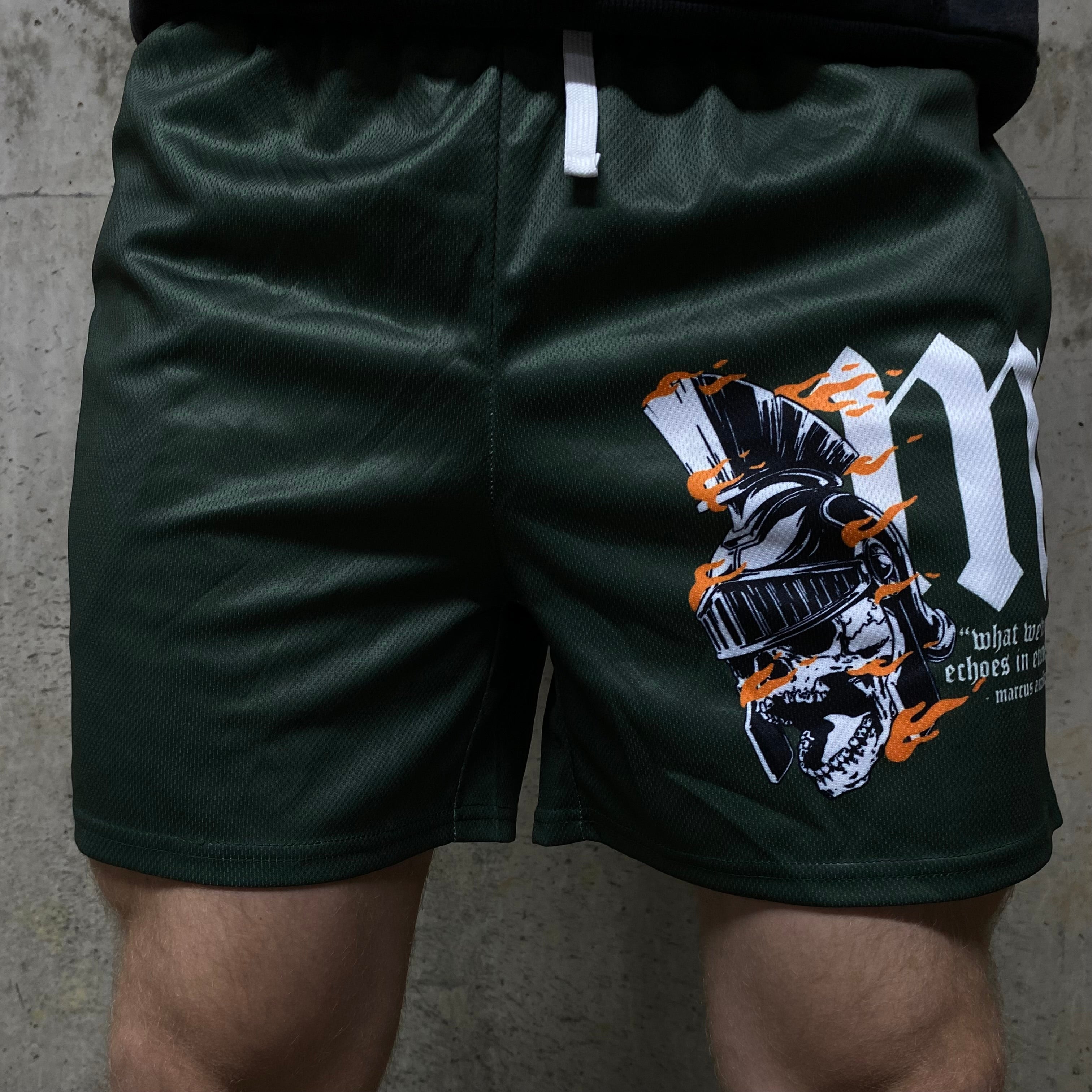 Skull Mesh Shorts - Army Green – Melior Gymwear