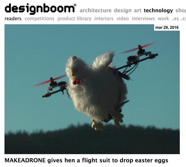 designboom flying easter chicken