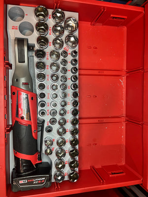 Packout Drawer Insert for M12 3/8" Ratchet and 56-Piece Socket Set (RASH) - Sidewinder Style - 10-Spot Tools