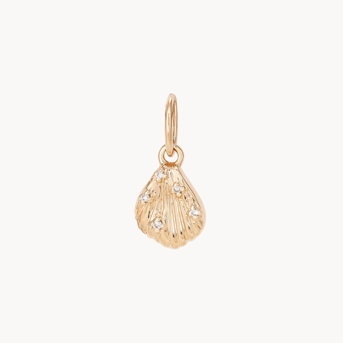 shell yah! gold necklace charm - 10k yellow gold, diamonds independent woman a tribute to renewal