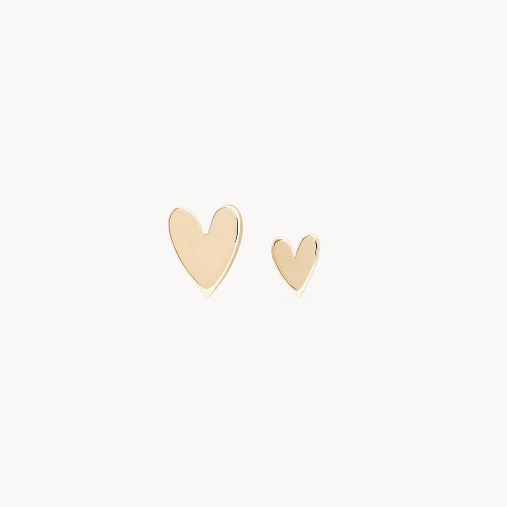 everyday love lineage pair heart earring - 14k yellow gold | bluboho ...
