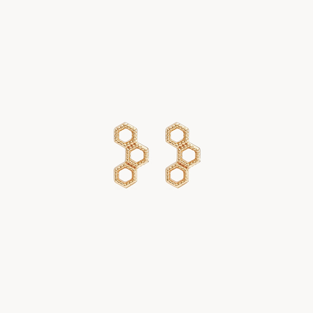 honeycomb earring - 14k yellow gold | bluboho fine jewelry