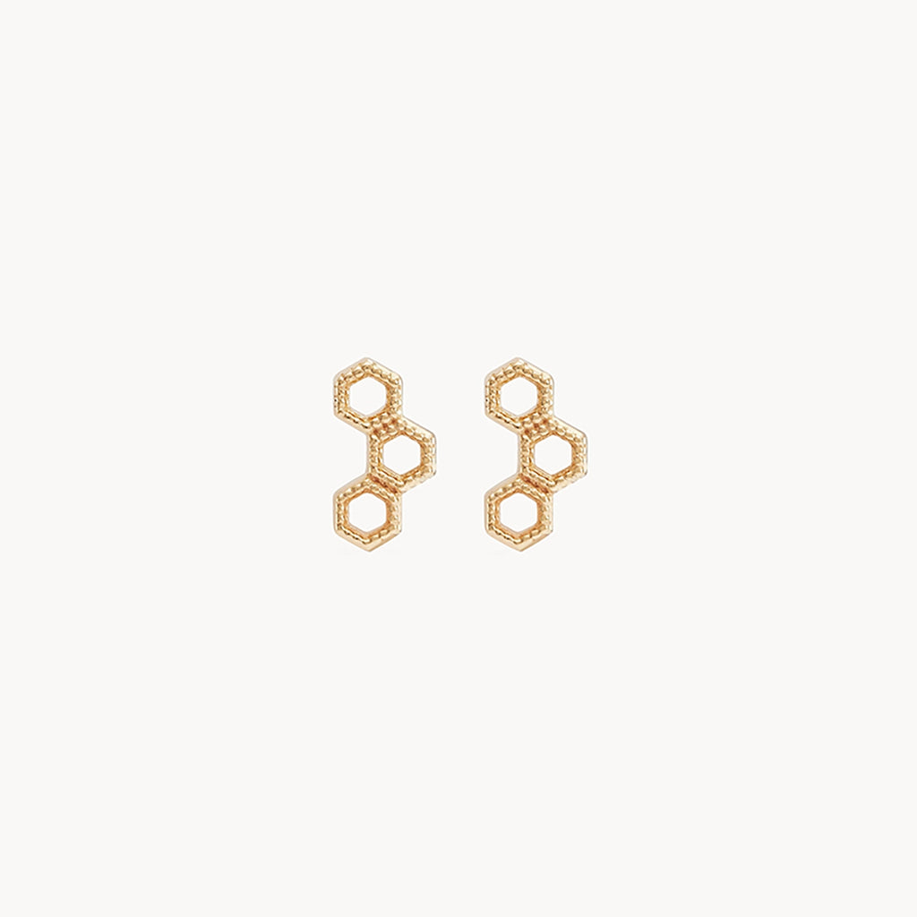 honeycomb earring - 14k yellow gold