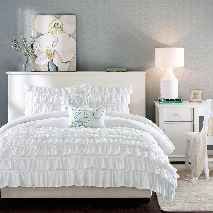 Waterfall Comforter Set White Twin/Twin XL Olliix.com