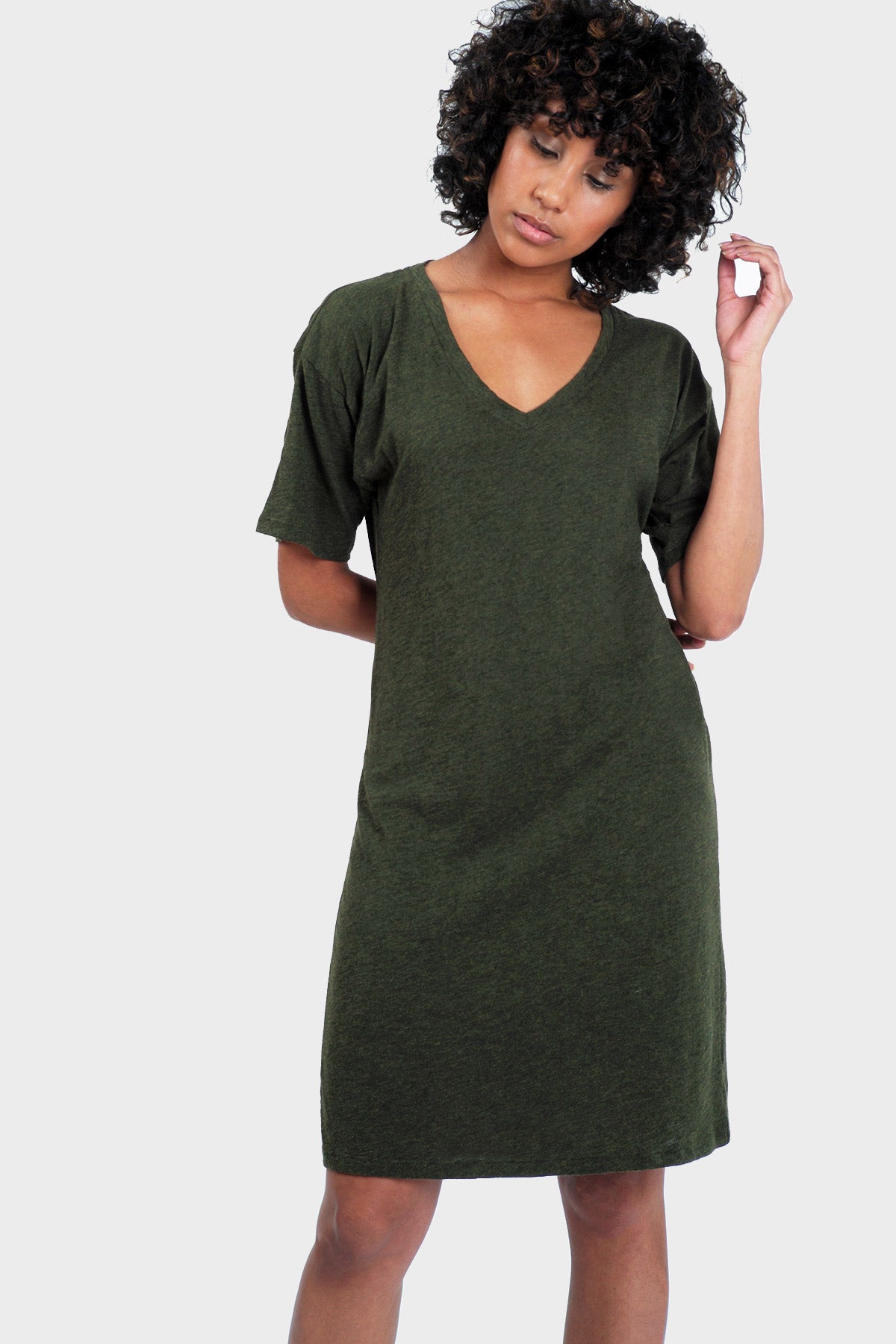 women's v neck t shirt dress