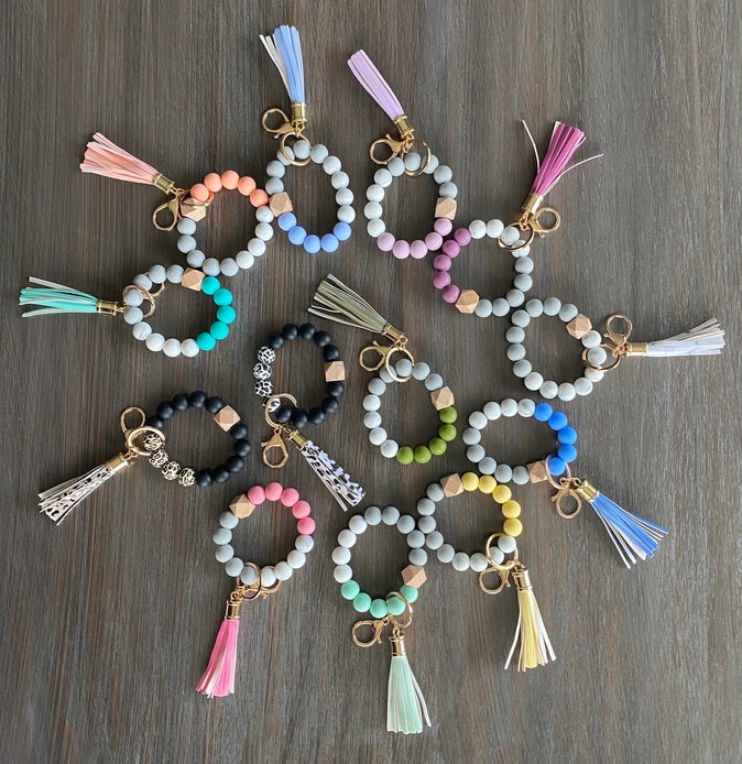Silicone Beaded Keychain Wristlet - Click to see Options