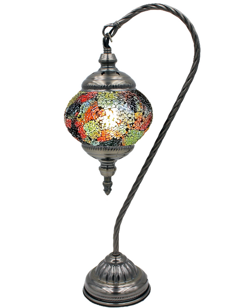 Mosaic Glass Goose neck Lamp Moroccan style handmade globes hand