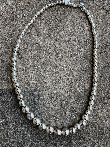 Navajo Pearl style graduated sterling silver beads necklace. 20” by A. –  Del Sol/Off Fourth