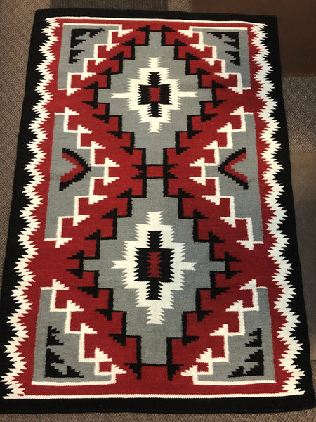 1980s Navajo Style Kilim Rug Hand Woven Flat Weave Area Rug 3x4 Ft