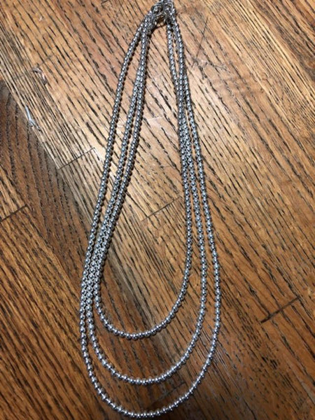 Navajo Pearl style graduated sterling silver beads necklace. 20” by A.S