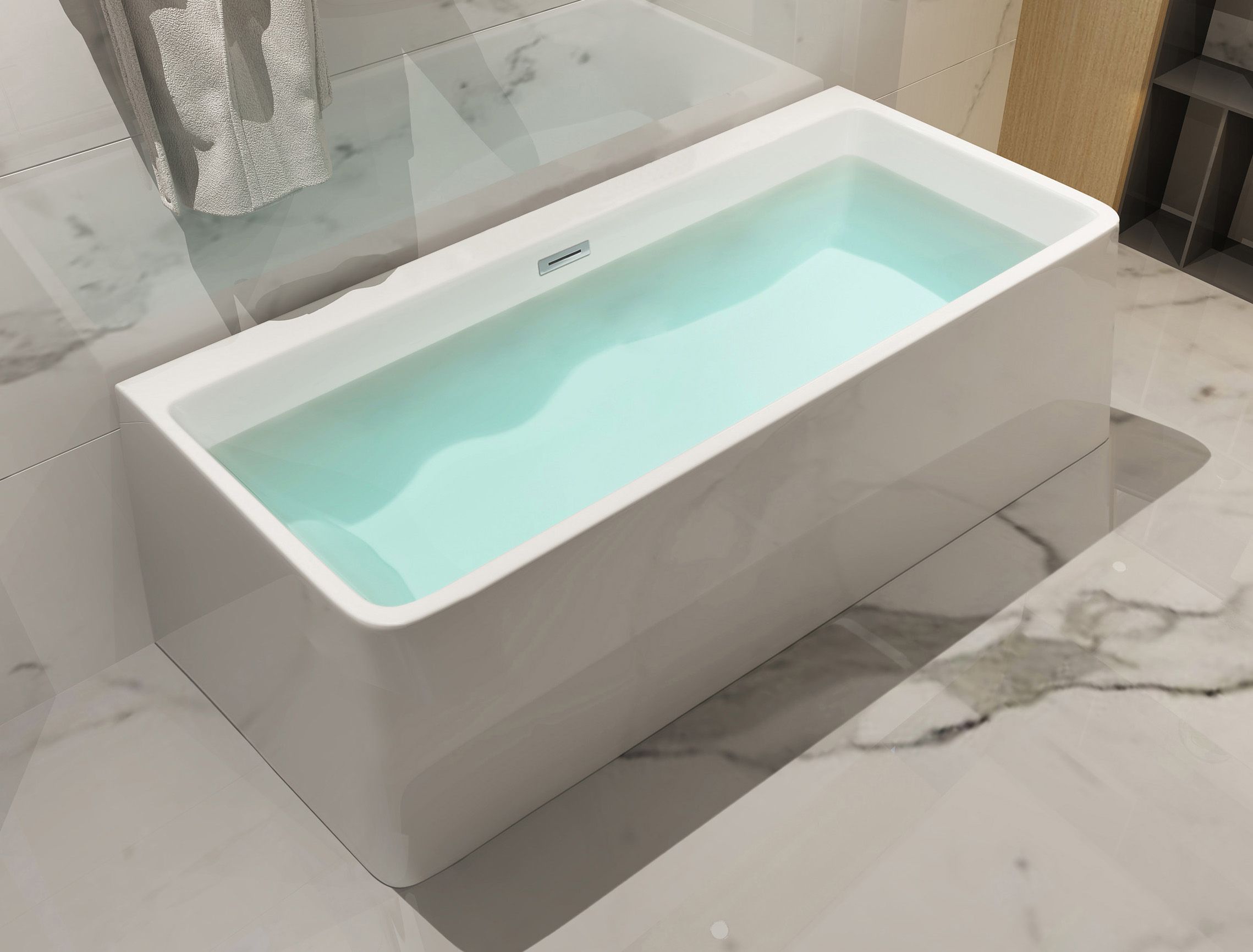 ALFI brand AB8859 67 inch White Rectangular Acrylic Free Standing Soaking Bathtub