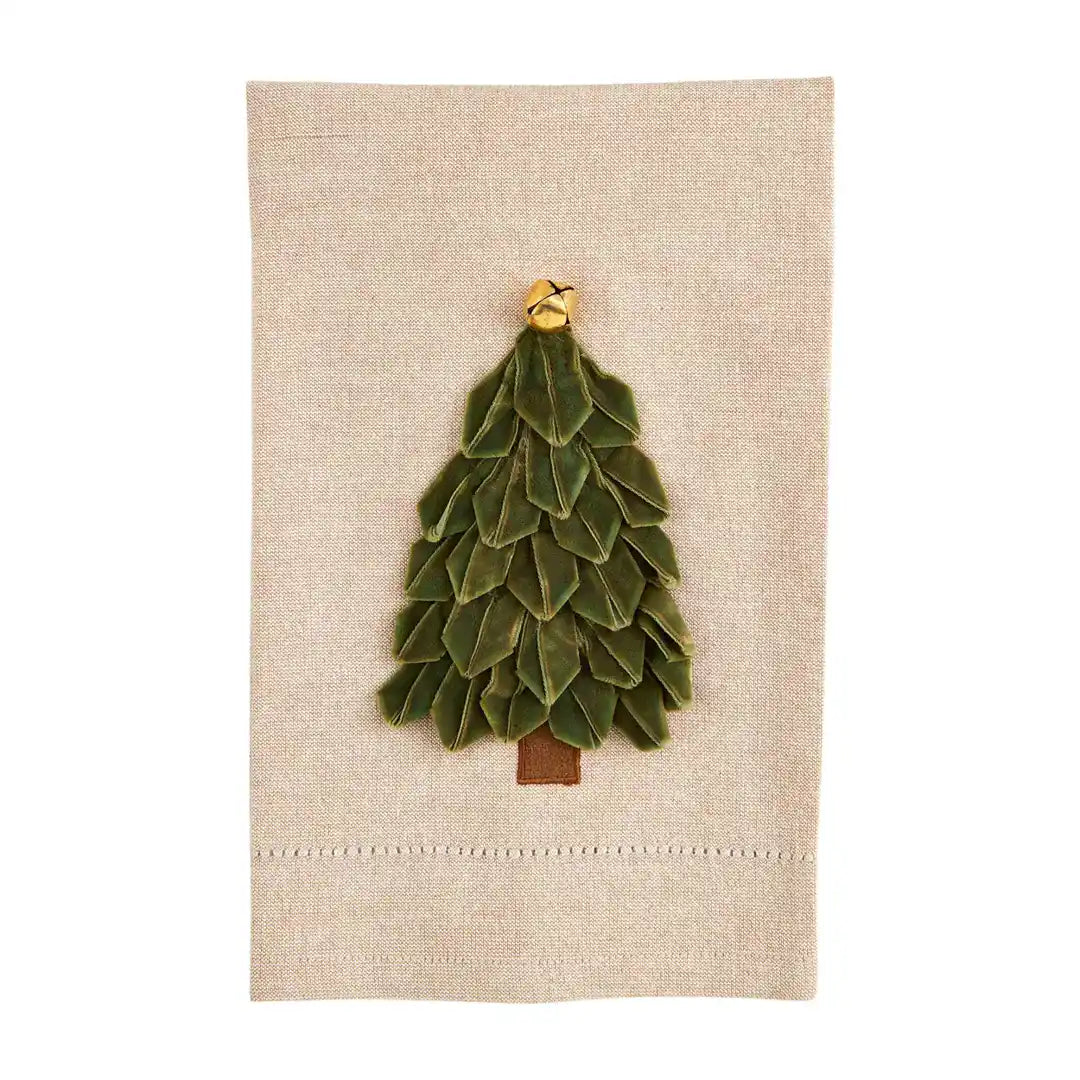 mudpie Light Green Velvet Tree Towel