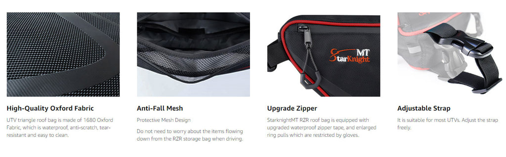 Features of the UTV roll bar storage bag