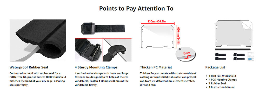 details of the RZR XP 1000 Windshield